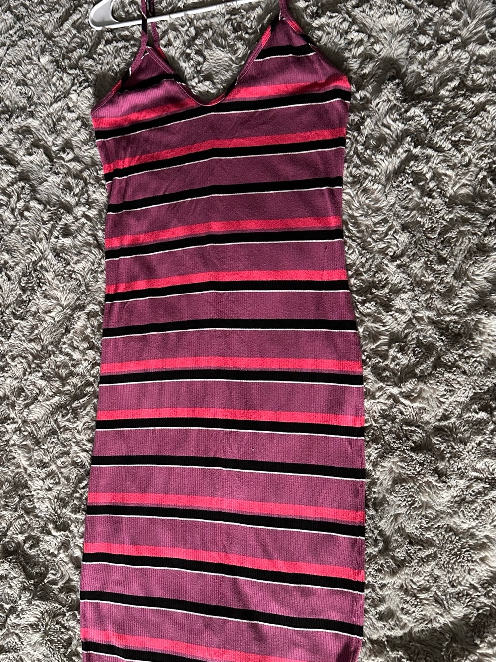 Express Pink, Magenta & Black Striped Ribbed Tank Dress